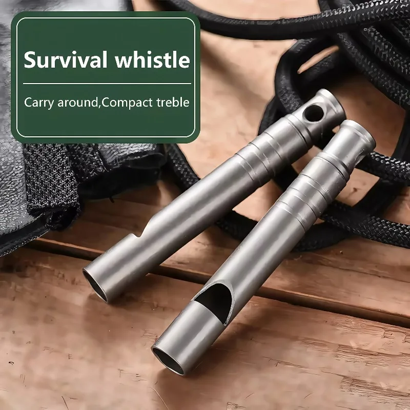 Titanium Emergency Survival Whistle with Lanyard - Ultralight Safety Whistle for Camping, Hiking & Outdoor Adventures