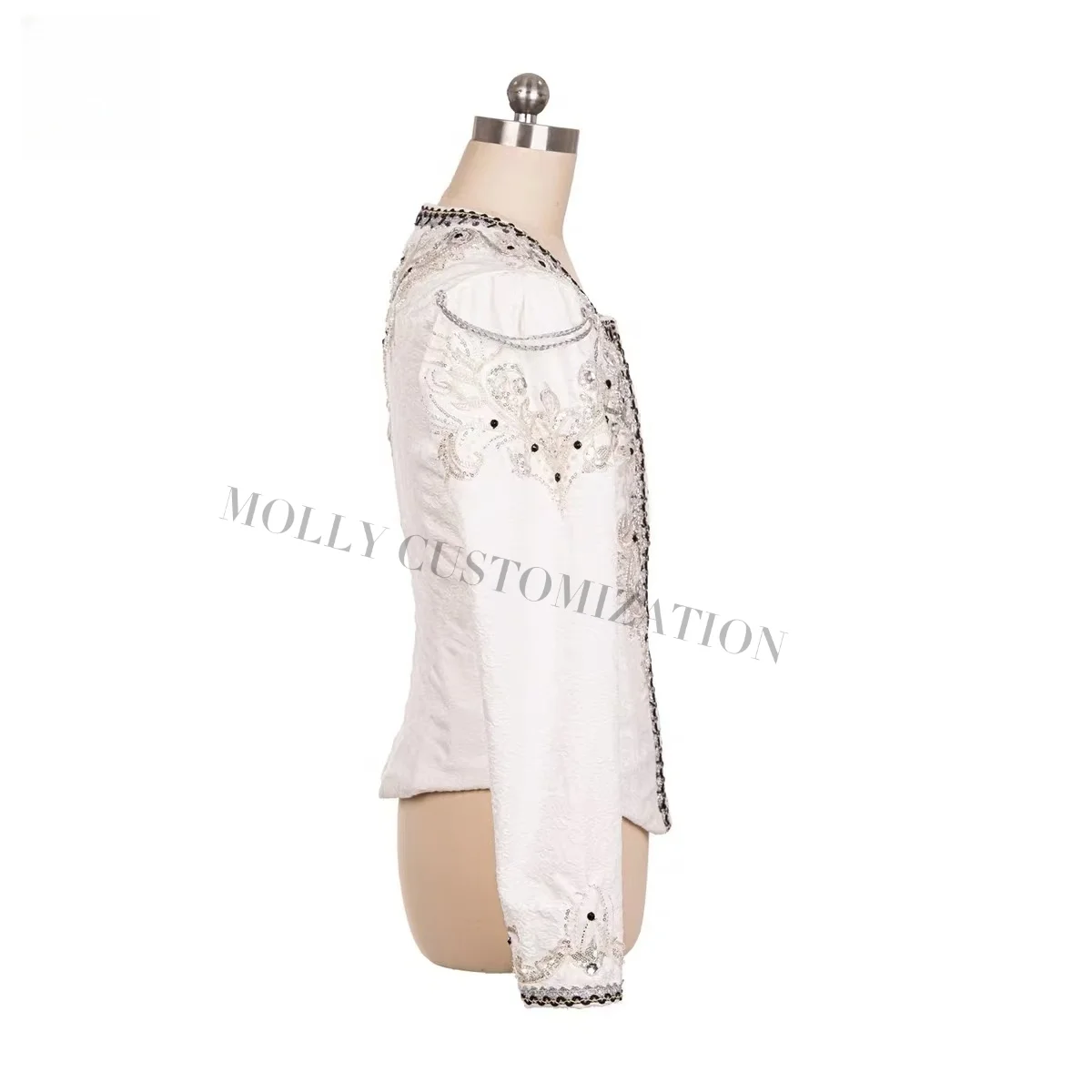 

2026 high-end new white embroidered ballet prince competition performance costumes for adults and children customized