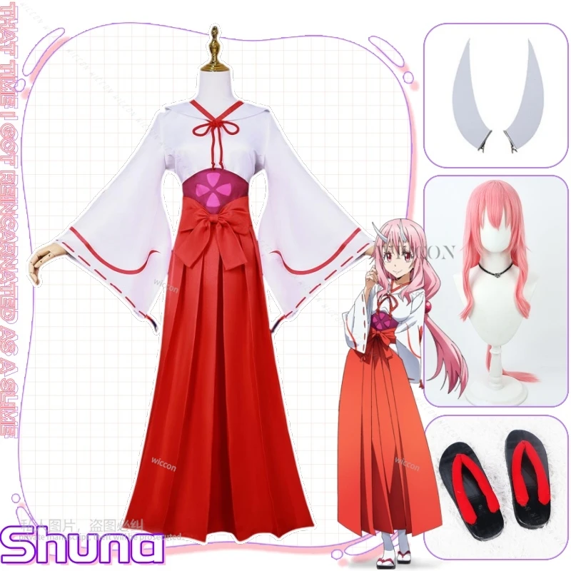 Shuna Anime Cosplay Traje, Aquela vez que eu reencarnei como um lodo, Carnaval, Dia das Bruxas, Roupas de Natal, Sapatos, Peruca, Interpretação de Papéis