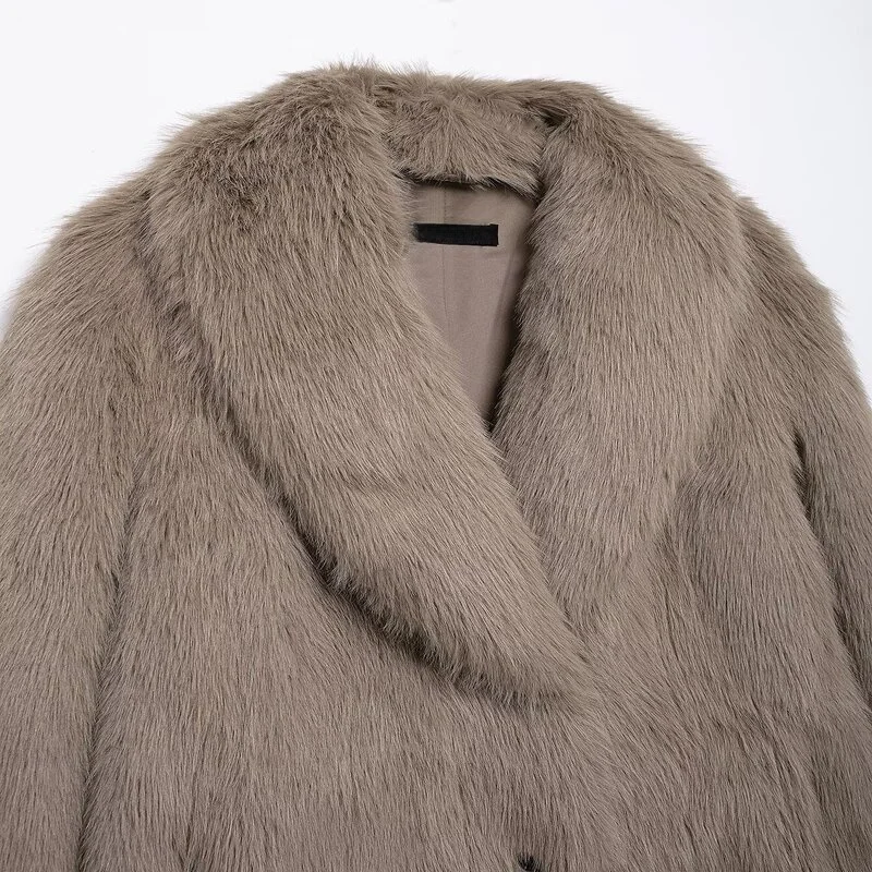 Fall Winter New Arrival Women's Long Faux Fur Effect Plu Coat Jaet Commute Sle Mid-Length Sve Other Material 00%