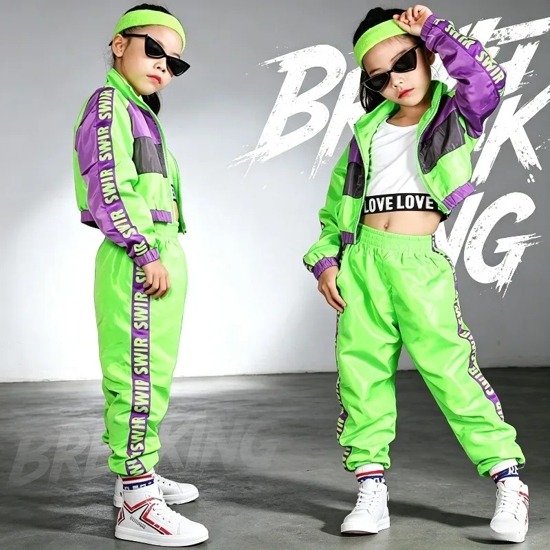 Girls Dance Clothing Set Hip Hop Modern Jazz Team Performance Costume Girls Dance Wear Sets 4-14Years Kids Streetwear Outfit