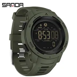 SANDA 2145 Men's Sports Watch, Pedometer & Calorie Counter, 50M Waterproof LED Digital Military Wristwatch, Relogio Masculino