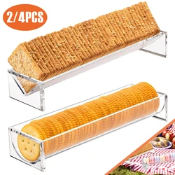2/4 Pcs Cracker Serving Tray Clear Acrylic Cracker Holder 8.75x2.75x1.5 inch Multipurpose Food Display Stands for Party Events