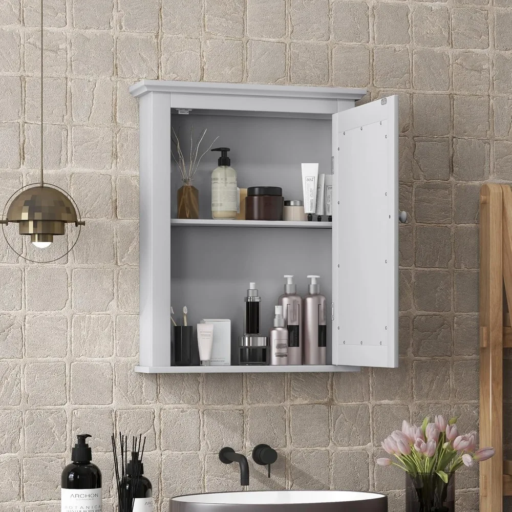 Bathroom Medicine Cabinet with Mirror, Wall-Mounted Storage Cabinet Organizer with 5-Position Adjustable Shelf