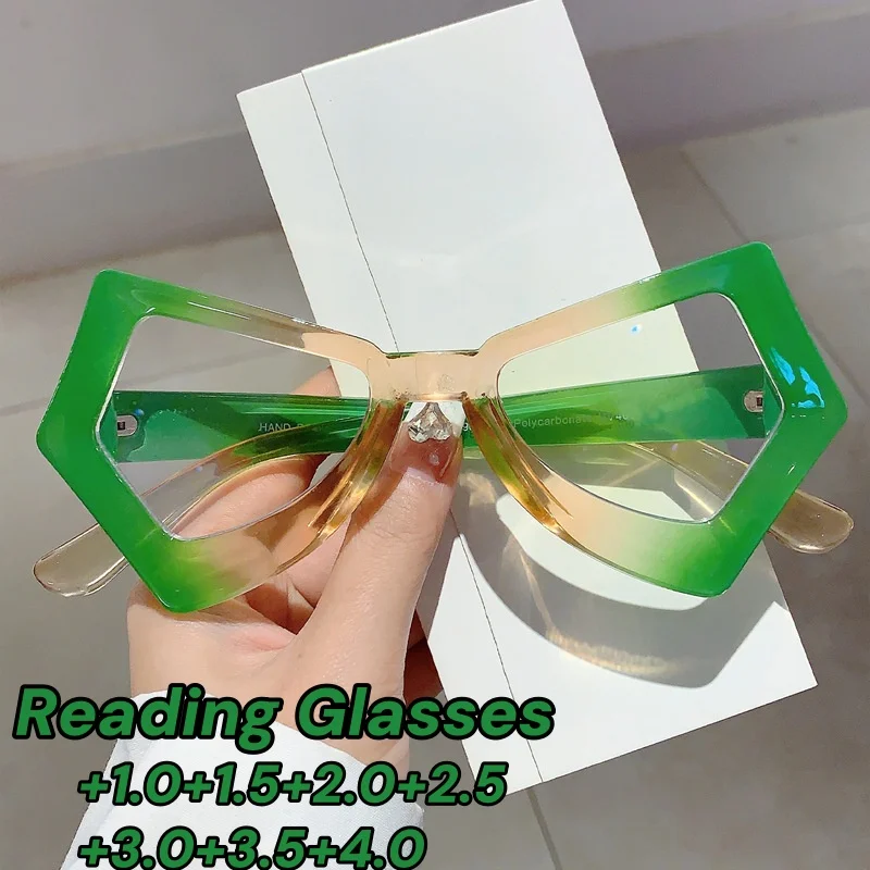 

Big Frame Butterfly Reading Glasses Vintage Anti Blue Light Far Sight Eyeglasses Women Luxury Brand Designer Trendy Eyewear +3.5