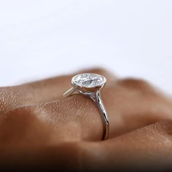 Anziw 100% Real 925 Sterling Sliver 4.5 Carat Oval Cut Cubic Zirconia Engagement Ring for Women Sparking Lab Diamond Finger Ring