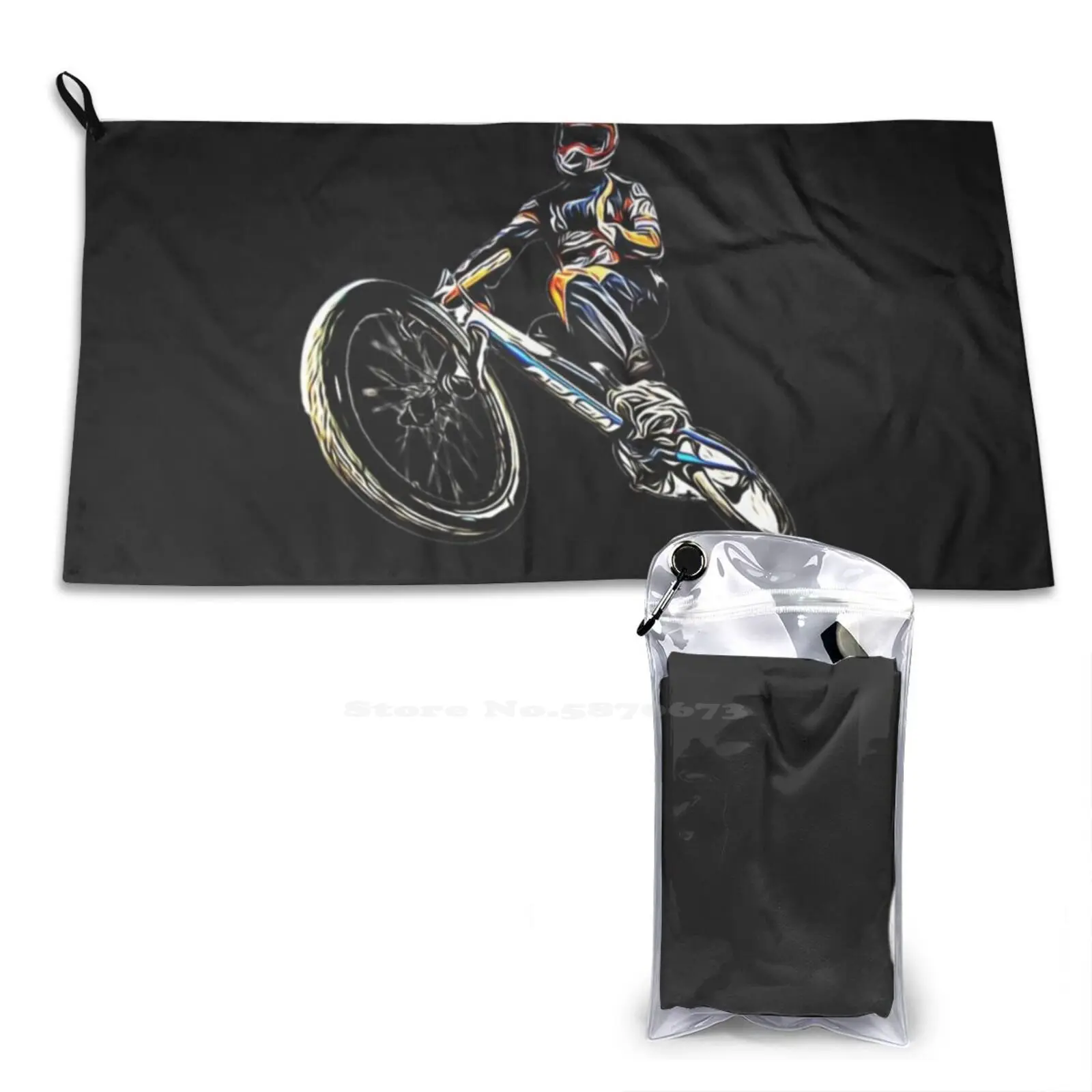 A Cool Grafitti Bmx Freestyle With Paint Splatters Custom Soft Sport Towels Home Outdoor Distressed Bmx Quote Bones Heal