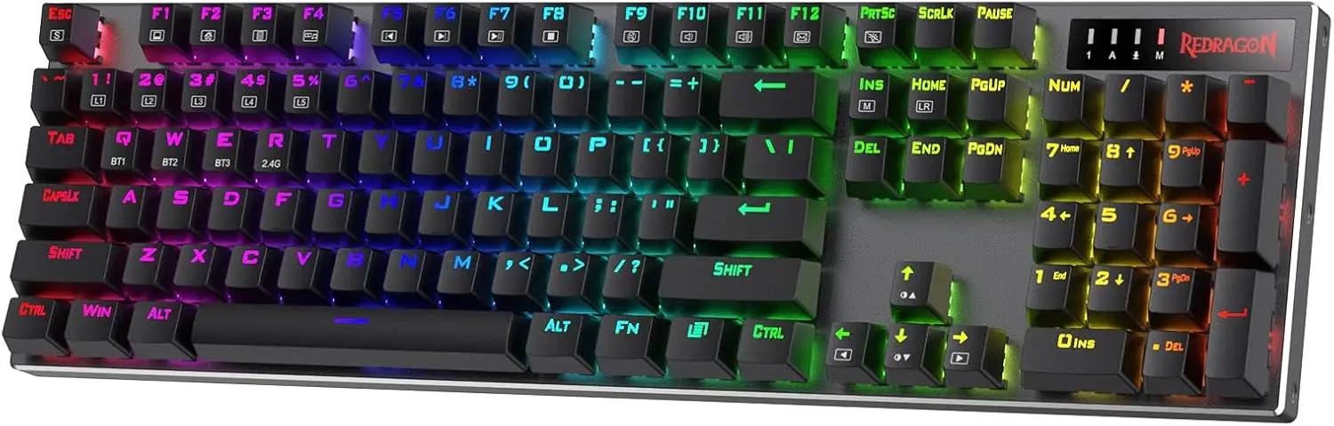 Upgraded Wireless RGB Gaming Keyboard with Tri-Mode BT/2.4Ghz, Hot-Swap Linear Quiet Red Switch, Aluminum Frame