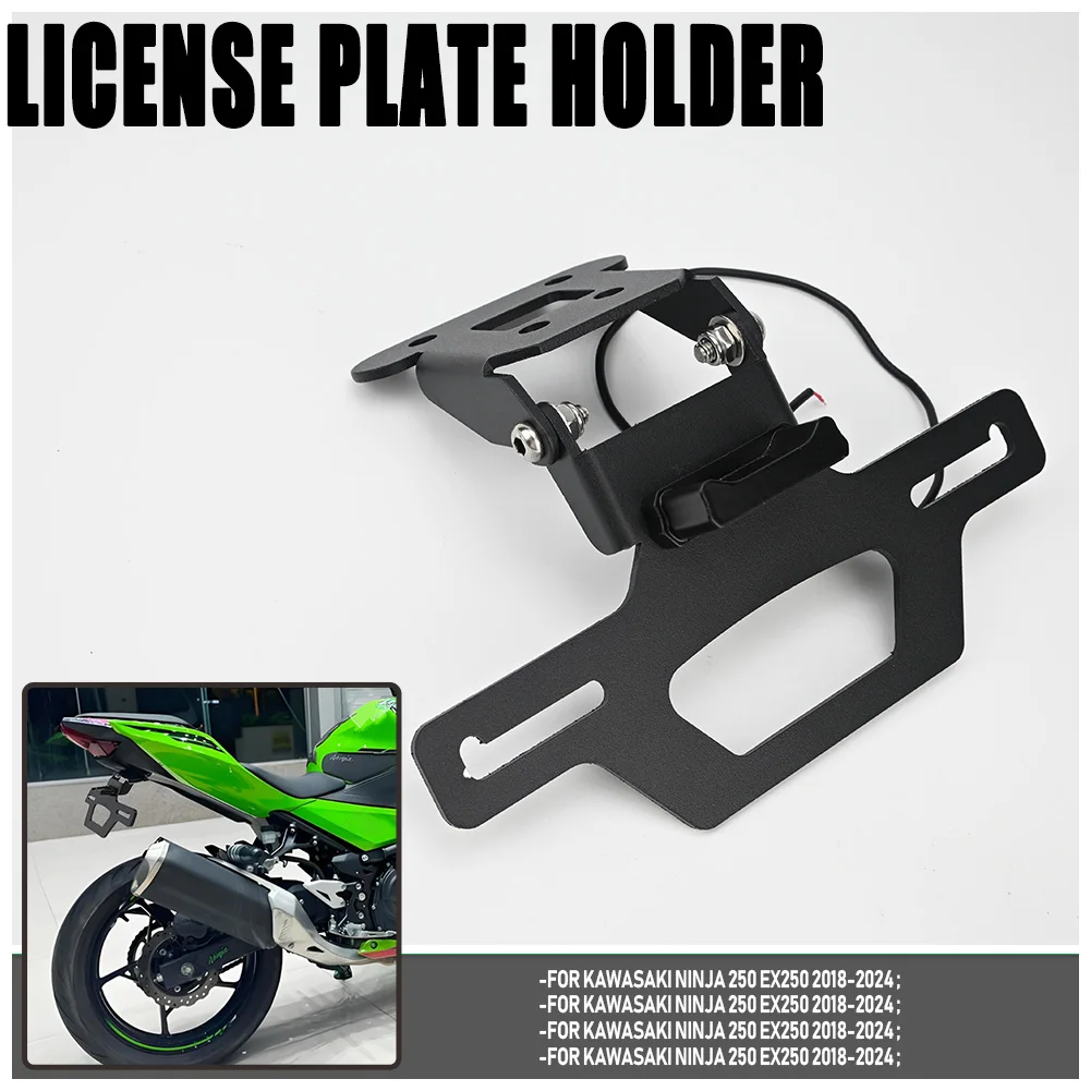 

Motorcycle Tail Tidy License Plate Frame For KAWASAKI Ninja 250 EX250 400 EX400 2018-2024 Z250 ER250 Z400 ER400 Z300 ER300