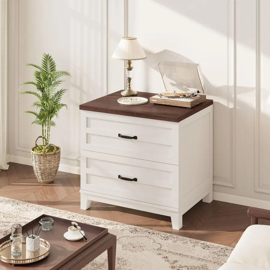 خزانة ملفات ذات درجين، خزانة ملفات جانبية للتخزين الخشبي مع أدراج تمديد كاملة، منظم متعدد المشاهد لمكتب غرفة النوم
