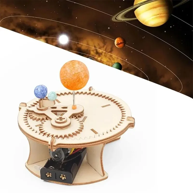 

DIY Solar System Model Mechanical Set Astronomy Sun Earth Moon Planet STEM Experiment Toy Set Science Education Wooden Puzzle