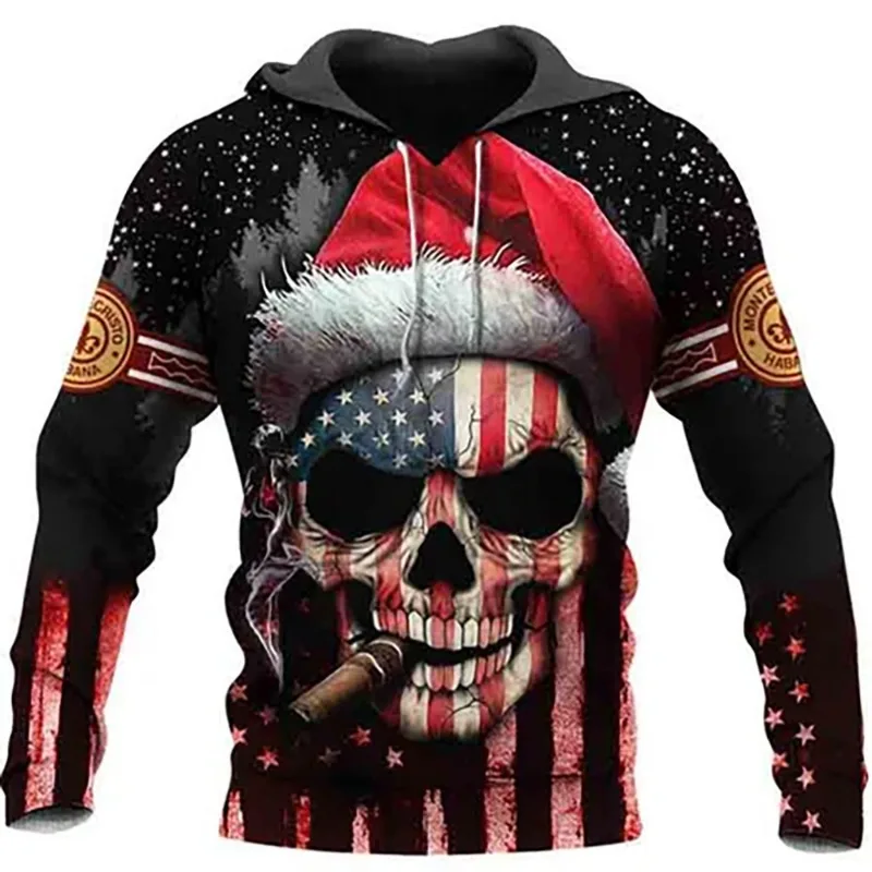 Christmas 3D Print Pullover Hooded Sweatshirts for Men Plus Size Streetwear Men's Clothing Loose Y2k Vintage Hoodies Sweatshirt