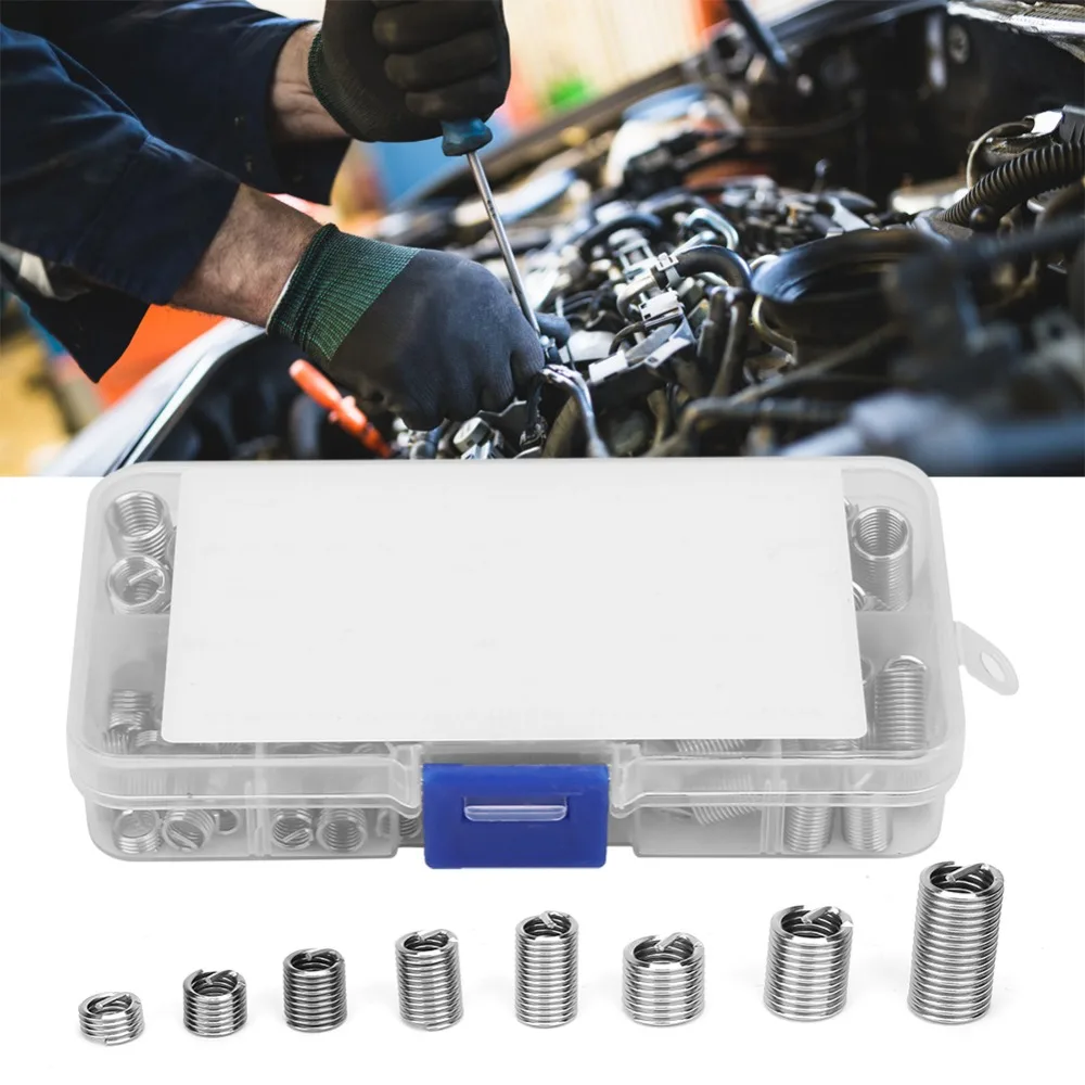 110pcs Durable Durable Thread Repair Kit Portable Practical Helical Thread Insertion Kit Wire Screw Sleeve Automotive Repair