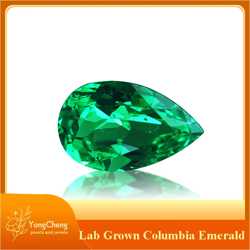 

Top Lab Grown Pear Shape Columbia Emerald Hand-cut Gemstone VVS1 for Jewelry Rings Earrings Making with AGL Certificate