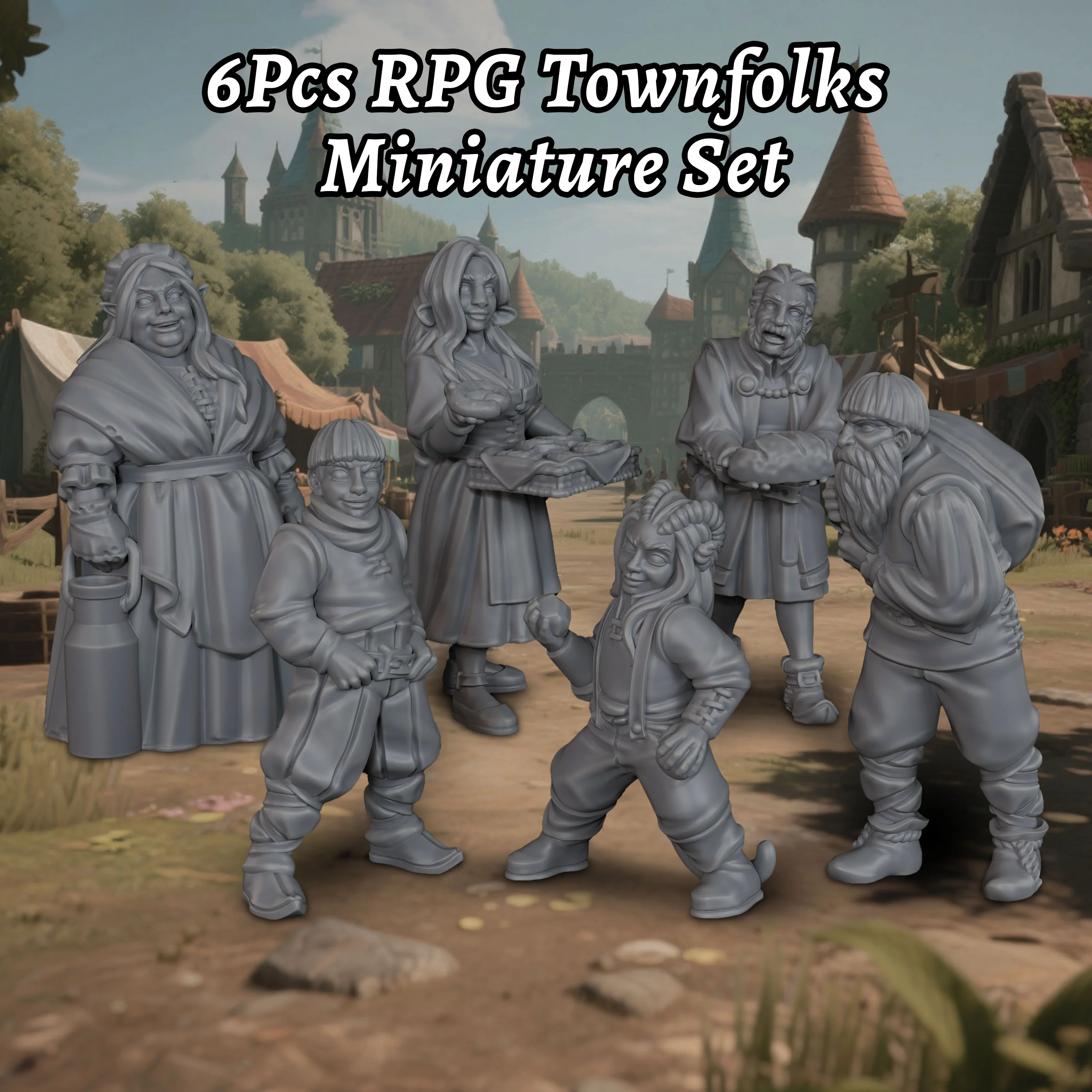 Set de Miniaturas de Personajes de Ciudad para Juegos de Rol – Figuras de Personajes de Pueblo de Fantasía para Escenas Urbanas de Tabernas y Mercados, Regalo para Noches de Juego y Narración de Historias