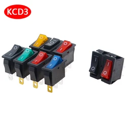 5 pcs/lot KCD3 With Light Power Switch 10A 250V AC 15A 125V AC 2/3 Pin SPDT KCD3 ON-OFF-ON 2/3 Position Boat Rocker Switch