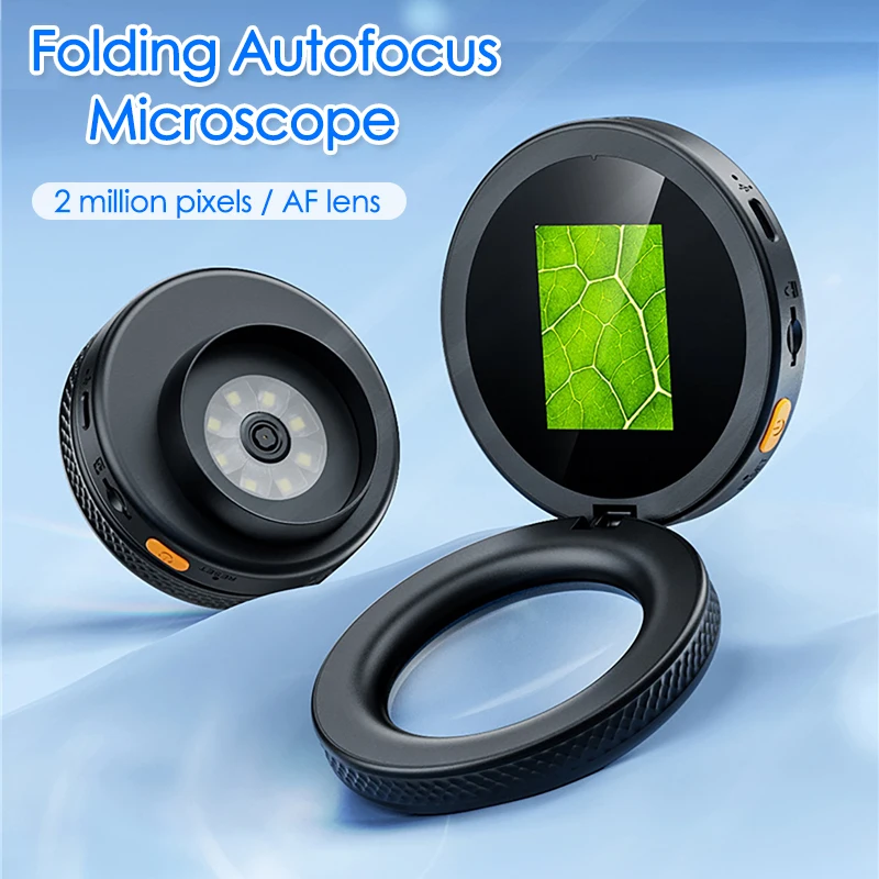 

500X Magnification Digital Microscope with 8 LEDs HD Electronic Autofocus Magnifier 2MP Foldable Magnifying Glass for Repair