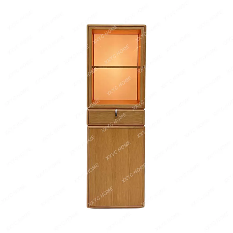 

light luxury solid wood wine cabinet living room locker storage simple study rotating bookshelf
