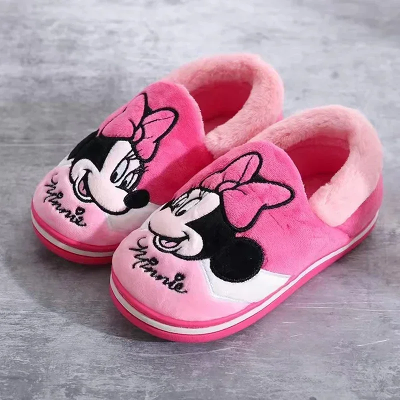 Kids Boys Cotton Home Slippers Winter Autumn Children Baby Girls Cartoon Mickey Minnie Mouse Cars Kids Girls Indoor Warm Shoes