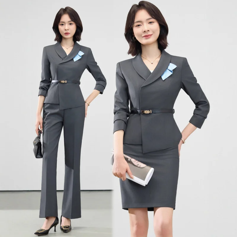 Professional Suit for Women, Autumn and Winter New Style, Elegant Flight Attendant Uniform, Beautician Workwear, Hotel Front Des