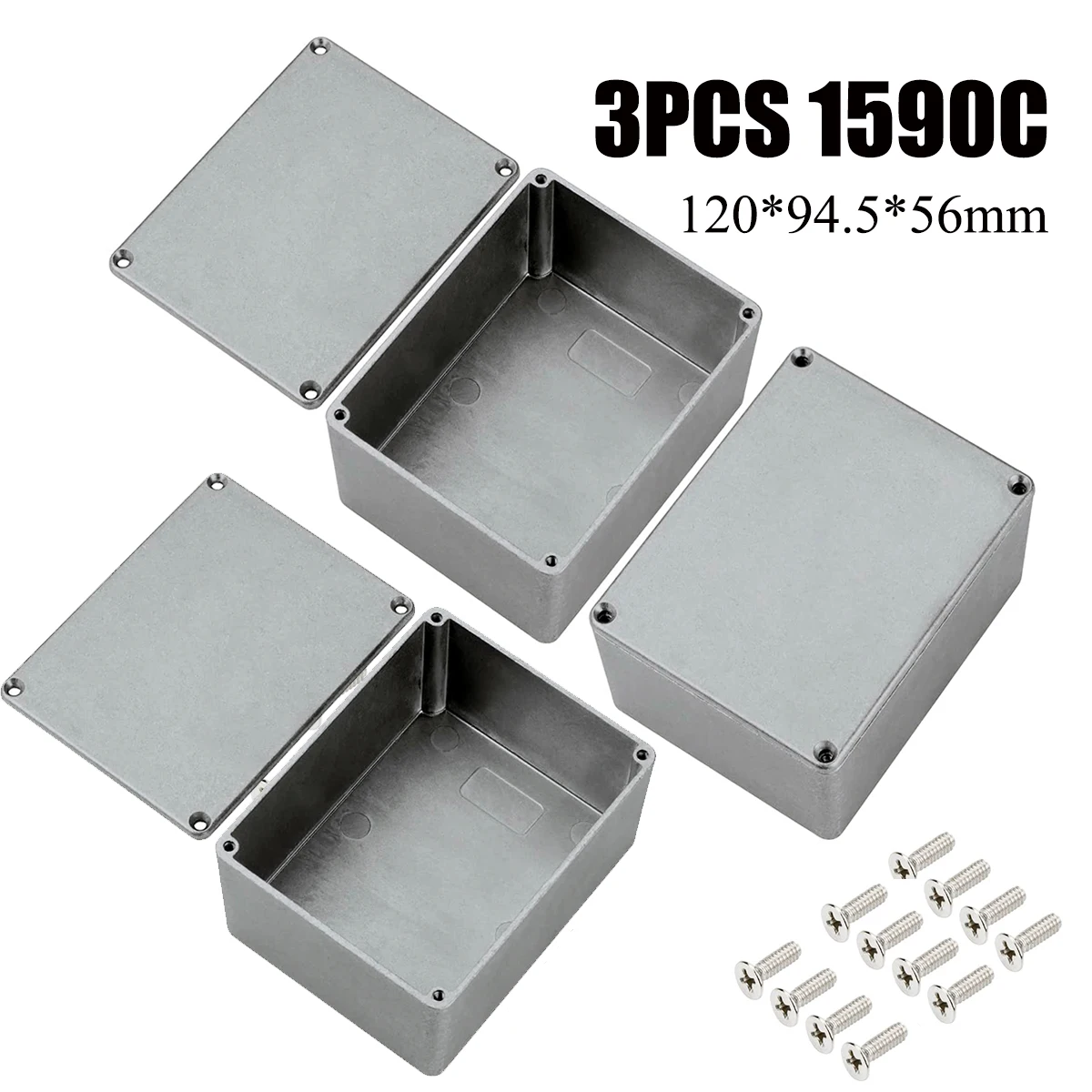 3 STKS Aluminium Stomp Box Behuizing voor DIY Gitaar Effectpedaal-12 Maten (1590A/B/BB/C/D/DD/G/LB/XX/BB2/125B/1032L)