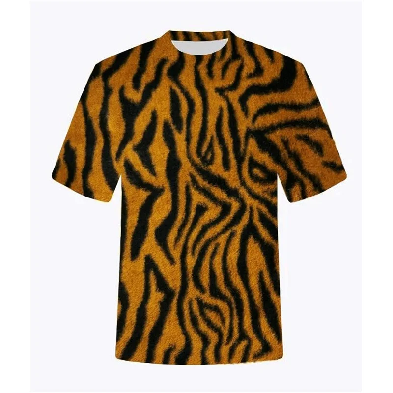 Creative Tiger Pattern Children's Clothing Summer Short Sleeve Kids T Shirt Fashion Funny Round Neck Outdoor Girl Clothes Tops