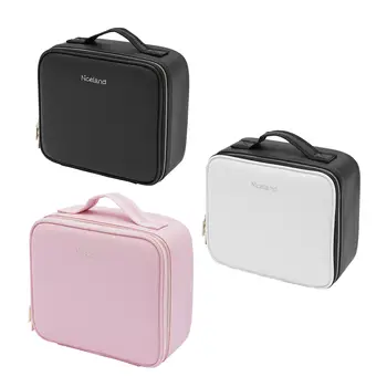 Malý černý LED kosmetický organizér s vláčkem | Osvětlené zrcátko se 3 barevnými režimy, nastavitelný jas, vodotěsný PU kosmetický organizér s D 10 nejlepší prodej LED pouzdro na make-up - №2