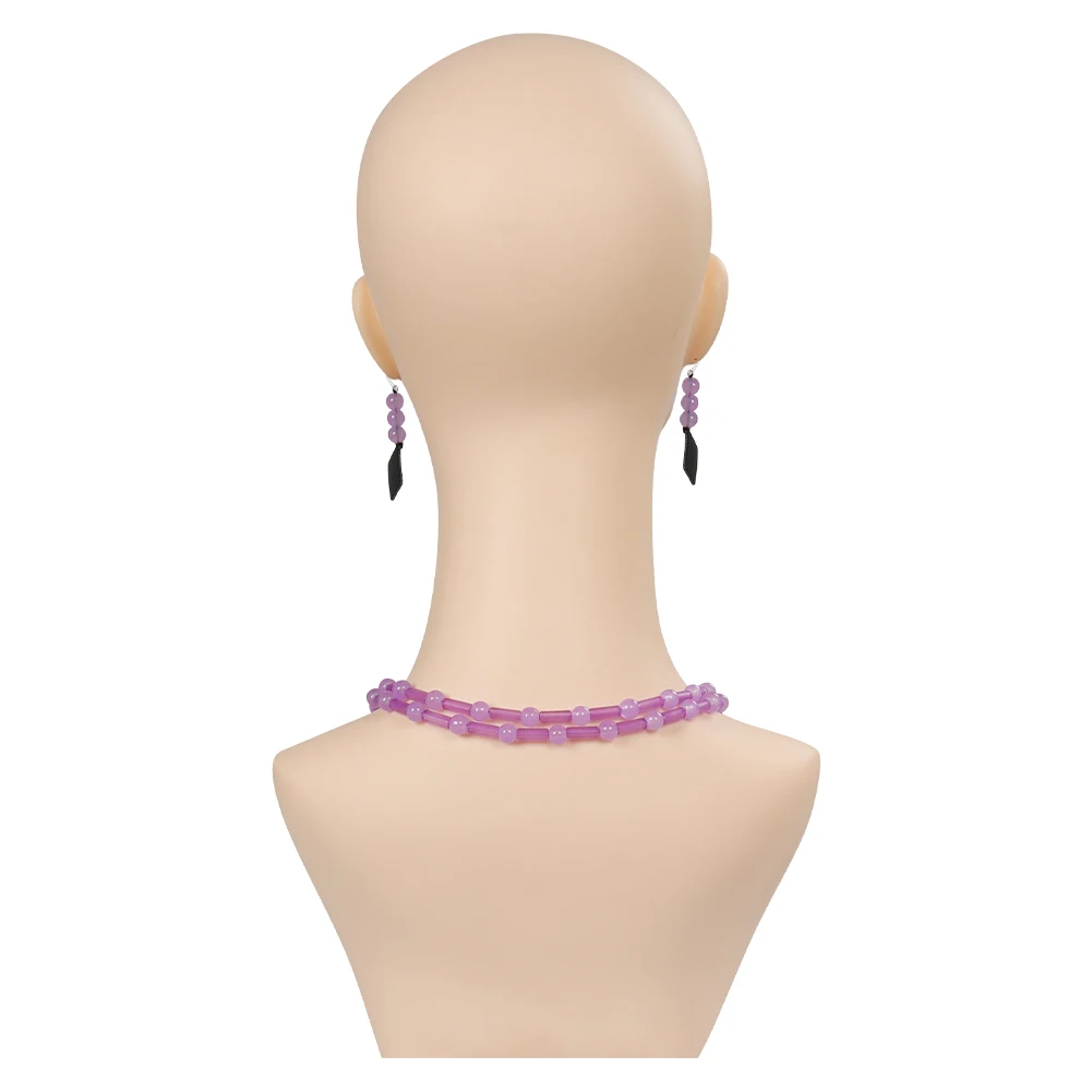 Boucles d'Oreilles de Princesse Asha pour Femme et Fille, Collier Violet, Accessoires de Costume de Carnaval d'Halloween