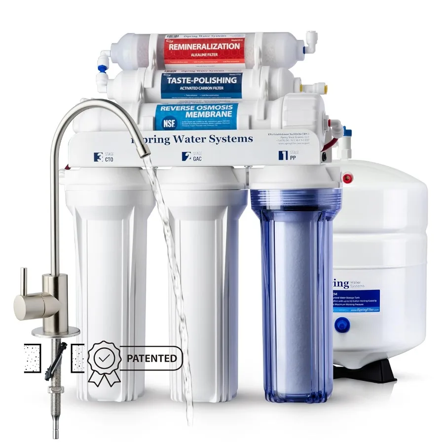 

NSF Certified 75 GPD Alkaline 6-Stage Reverse Osmosis System with pH+ Remineralization Under-Sink Water Filter Top-Mounted Fauc