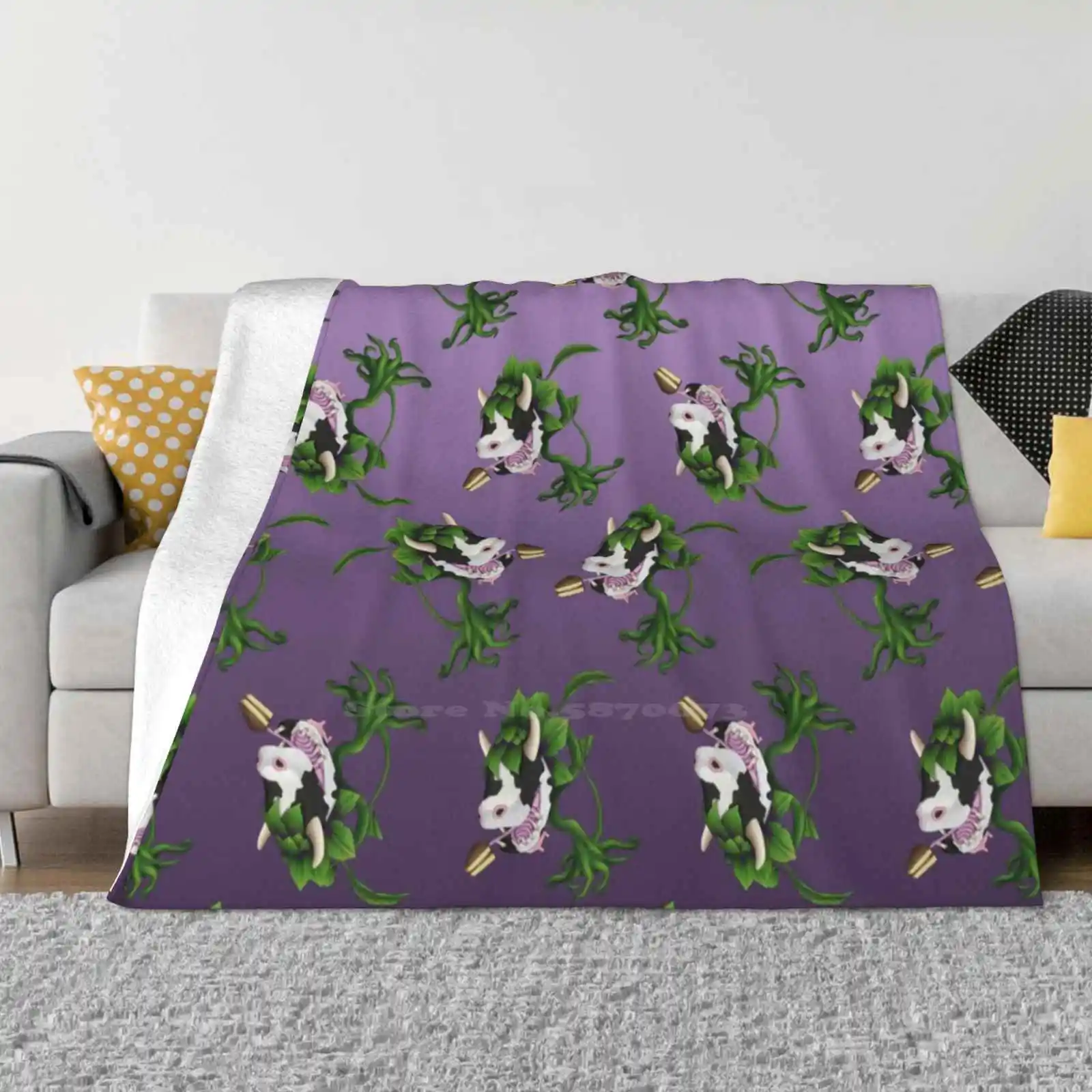 Cow Plant New Selling Custom Print Flannel Soft Blanket Cow Plant The Sims 4 Video Game Computer Game Funny Gardening Nostalgia