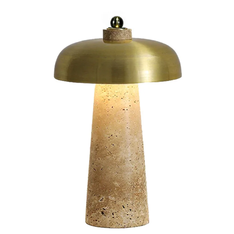 مصباح مكتبي على شكل فطر الرياح من العصور الوسطى من وابي سابي، غرفة نوم من الحجر الجيري الأصفر بجانب السرير وغرفة المعيشة والدراسة المنزلية #3