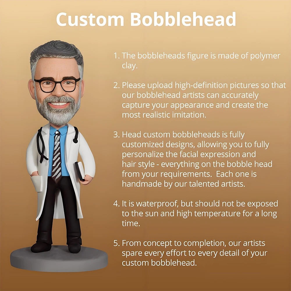 Custom Bobblehead from Photo, Personalized Best Mom Bust Figurine, Handmade Keepsake and birthday for Her