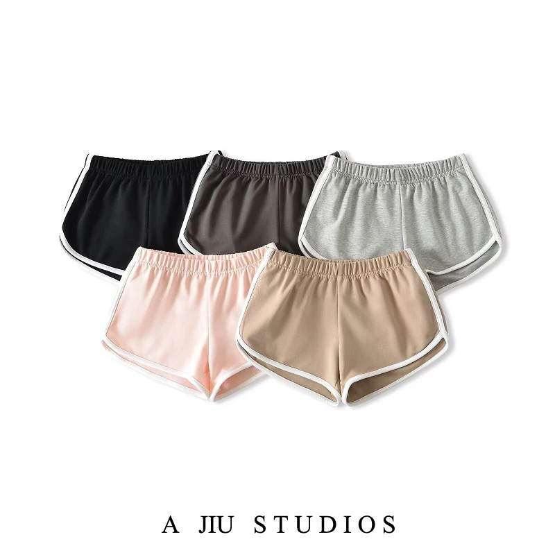 

American Style Sporty Short Shorts Women's Casual Slim Fit Elastic Waist Color Block Summer Thinming Versatile Hot Pants