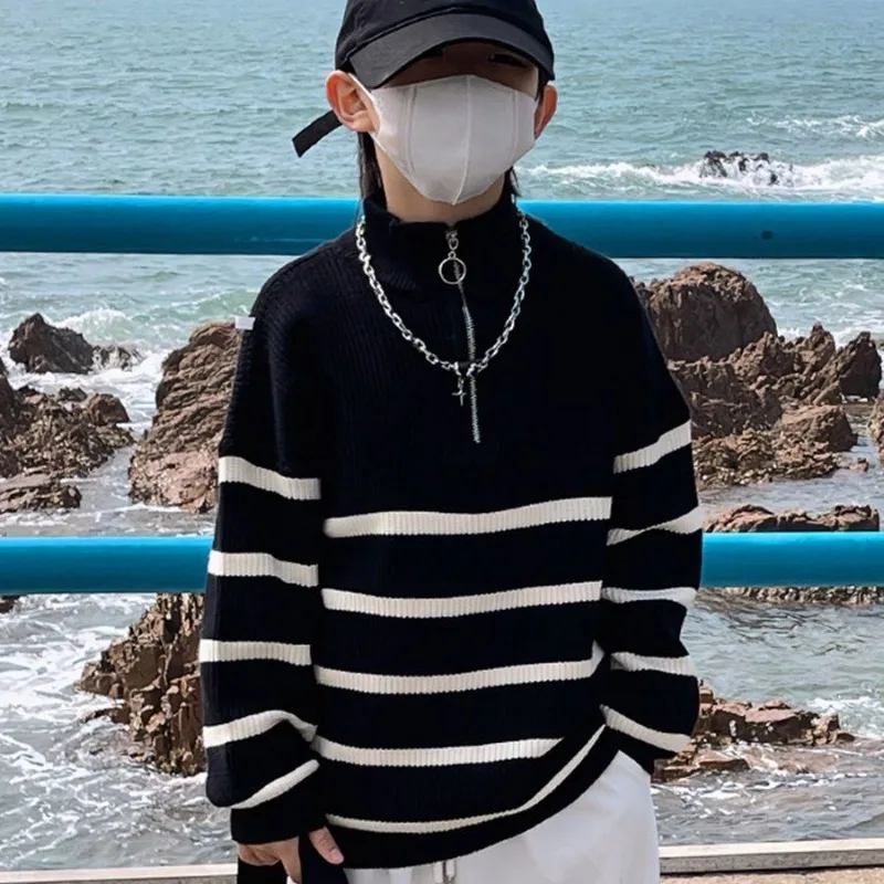 boys'-stripe-knitwear-base-layer-autumn-toddler-boy's-2025-new-fashionable-underwear-sweater