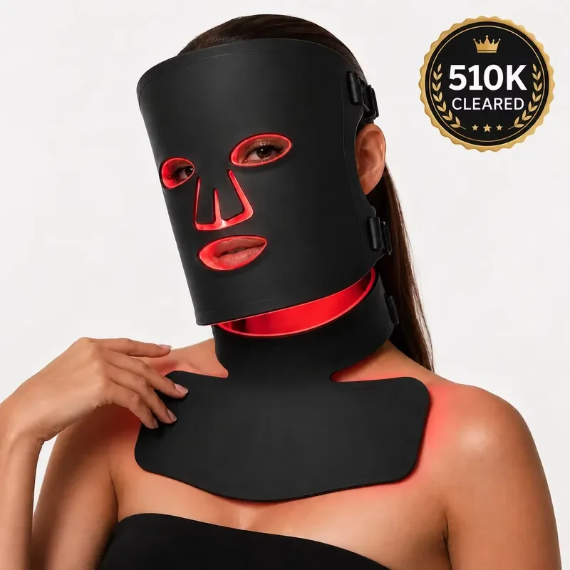 for Red Light Therapy Face Neck Mask LED Light Therapy Device with Chest Coverage