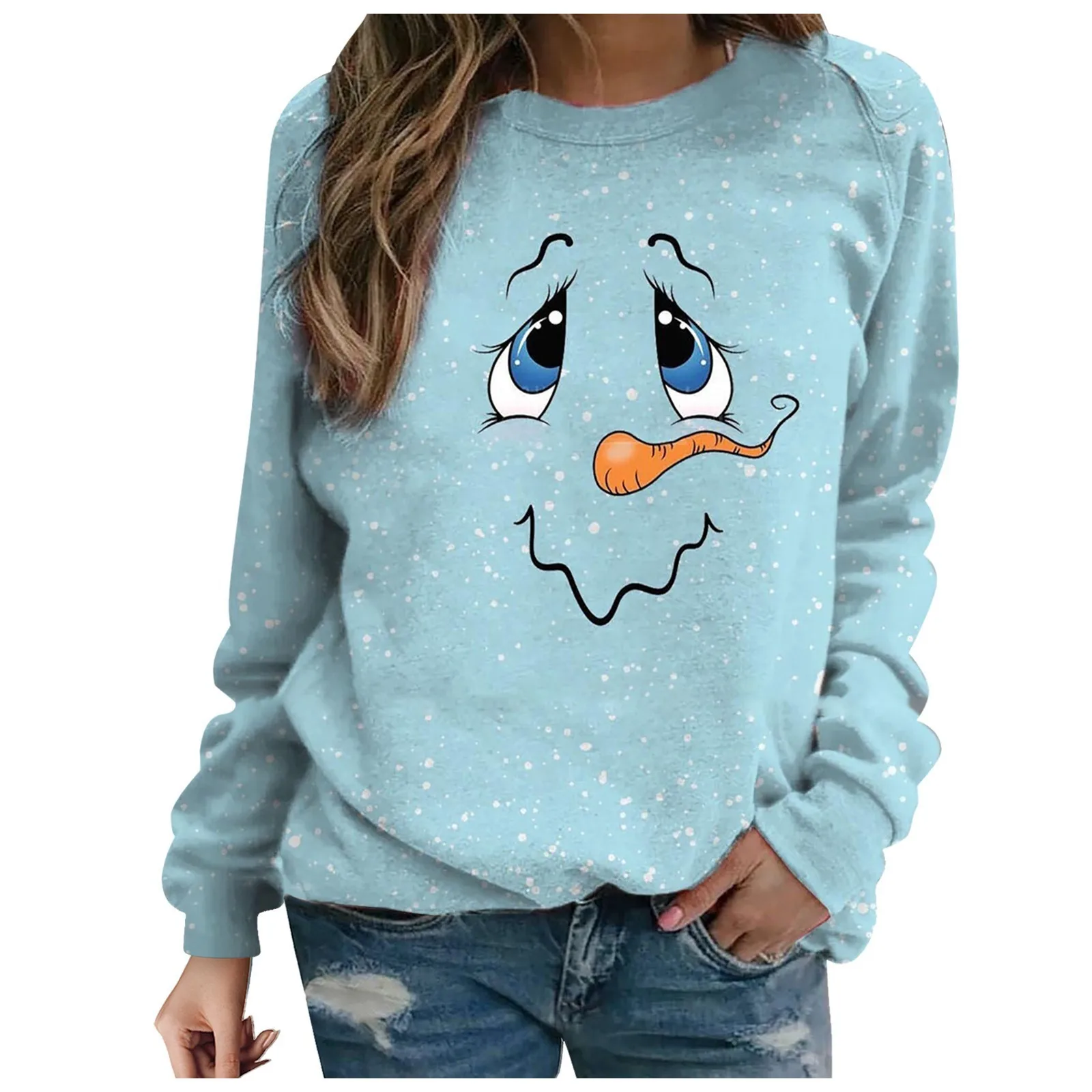 

Woman'S Tops Y2k Long Sleeve Casual Fashion Top Print Long Sleeve O-Neck Pullover Tops For Woman Ropa Para Mujer Ropa Mujer