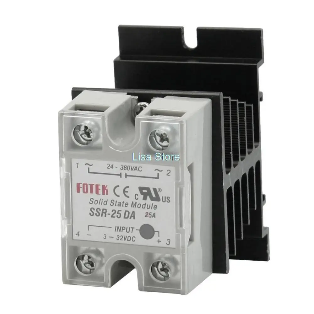 SSR-25 DA Solid State Relay 3-32VDC Working Voltage 24-380VAC 25A Load w Heatsink