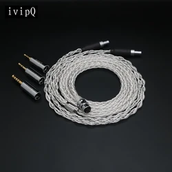 ivipQ-38 IEM Cable High Purity 7N OCC+Single Crystal Copper Silver Plated Modular Earphone Upgrade Cable For HD650 HD800 HIFIMAN