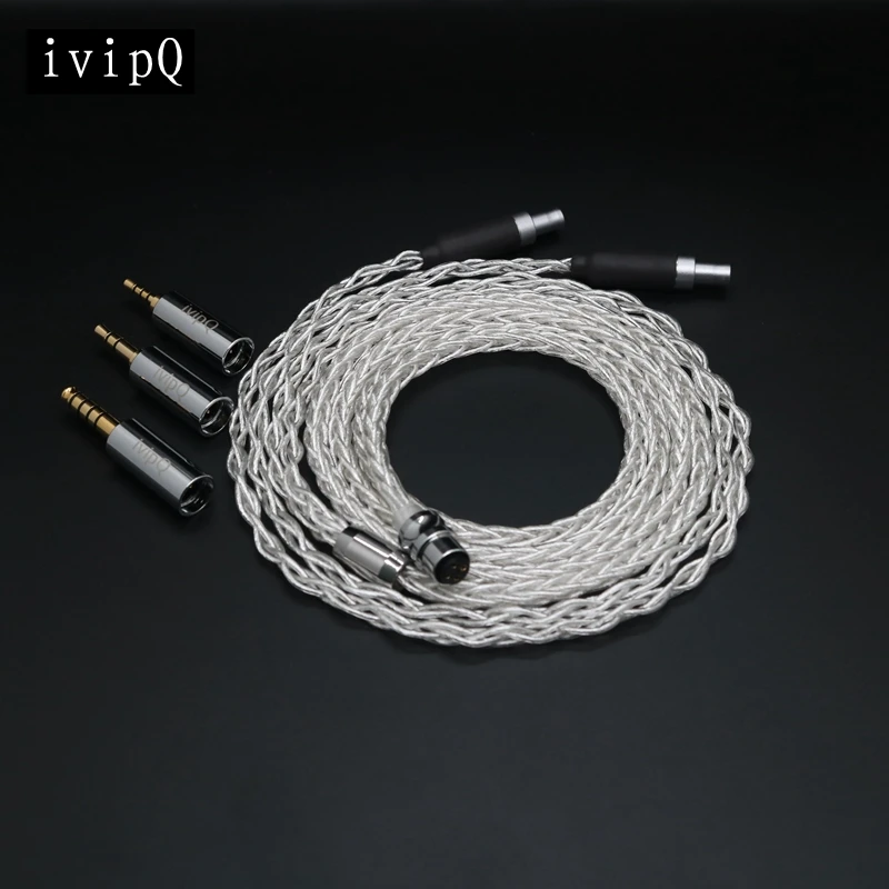 ivipQ-38 이어폰케이블 IEM 케이블 고순도 7N OCC+단결정 구리 은도금 모듈형 이어폰 업그레이드 케이블 3.5mm/4.4mm/2핀/MMCX용 AKG N5005 IE900 HD650 HD800 HIFIMAN용