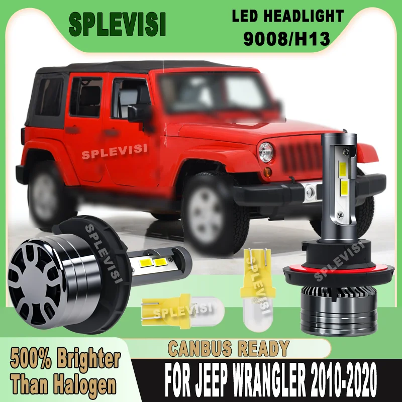 

50000H Длинный срок службы, длинная ночная безопасность 9008, светодиодная фара для Jeep Wrangler 2010 2011 2012 2013 2014 2015 2016 2017-2020