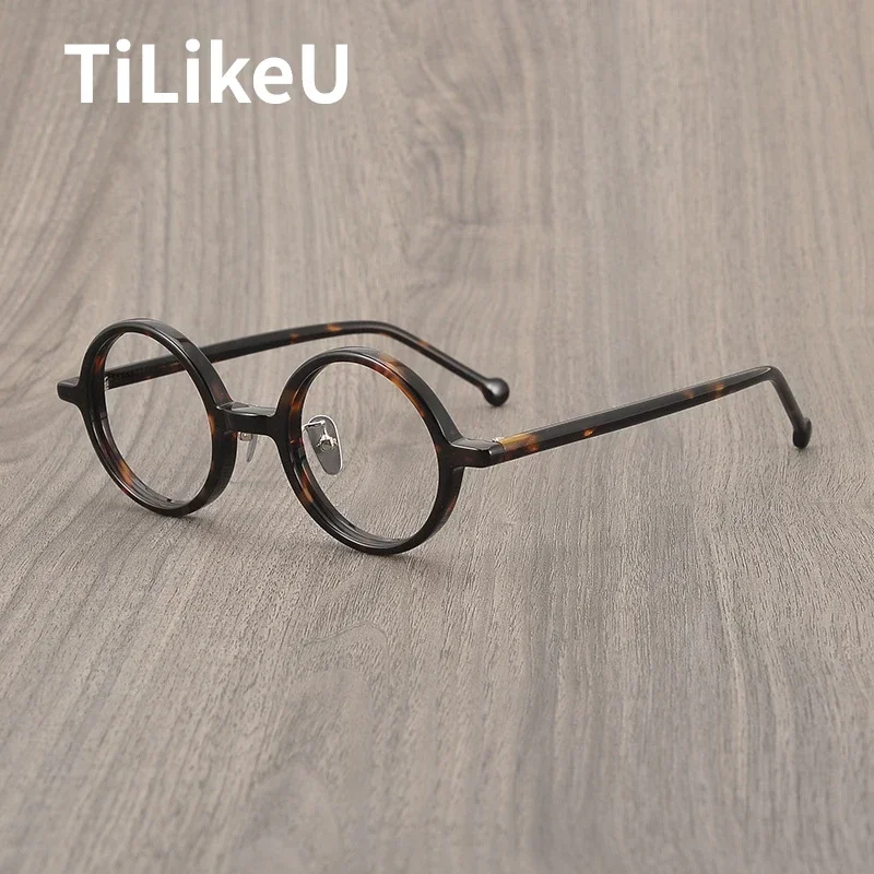 Japanese Luxury Small Round Acetate Frame Eyeglasses Men and Women Retro Circle Prescription Big Face Myopia Glasses Eyewear