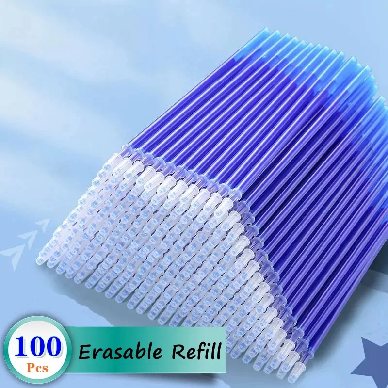 Caneta Gel Erasable Recarga, Tubo de Agulha Completo, Tinta Preta Azul, Escrita, Pintura, Papelaria, Estudantes, 100 Pcs, 0,5mm