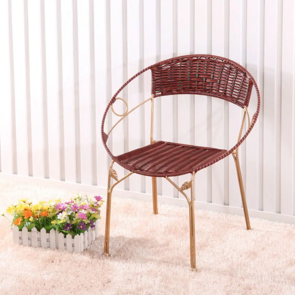 Modern Minimalist Wicker Chair Durable Rattan Backrest Seat Stool For Home Kitchen Dining Patio Outdoor Tea Leisure