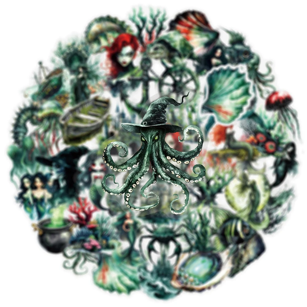 10/30/50 個レトロダークマーメイド海洋動物ステッカーゴシック透明デカール DIY スクラップブック荷物ギタークール落書きステッカー