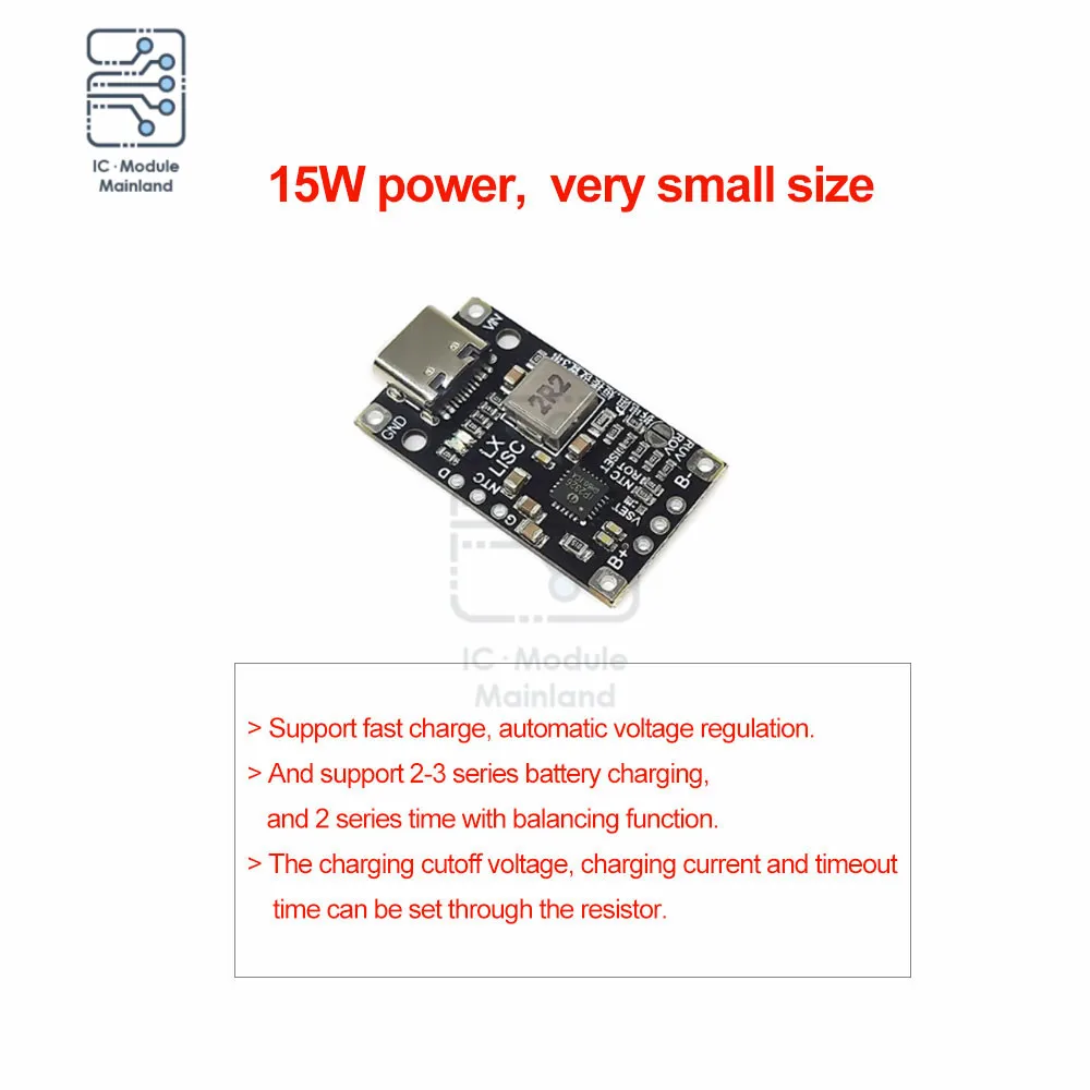 15W High Power Li-ion Battery Pack Charging Pad Type-C USB 2-3S BMS 2S 3S Boost Fast Charge 3.7V Polymer Drone Charging Module