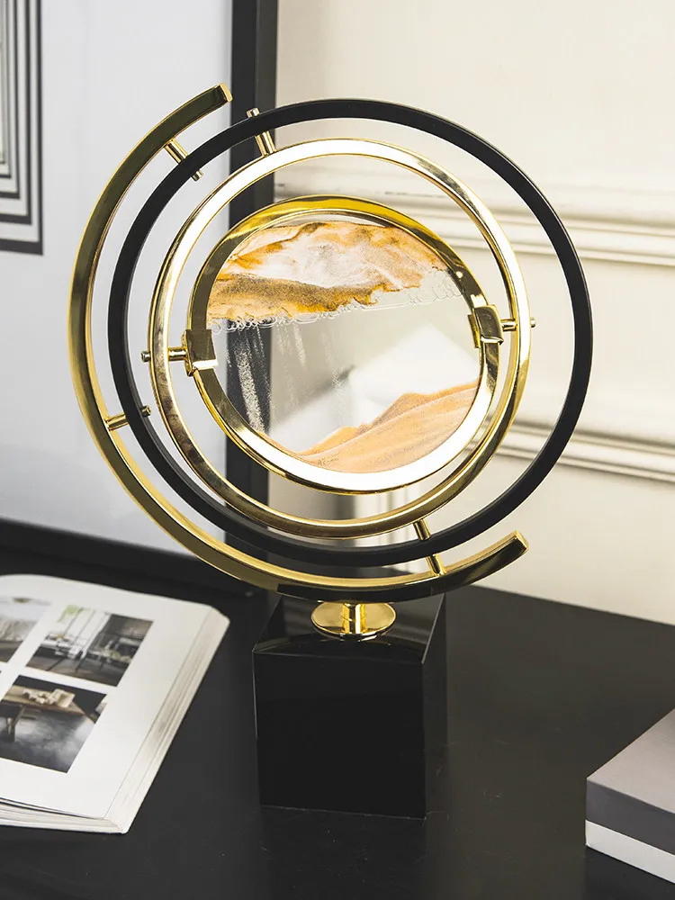 * Creative Internet celebrity quicksand painting light luxury living room wine cabinet entrance bookcase desktop hourglass decor
