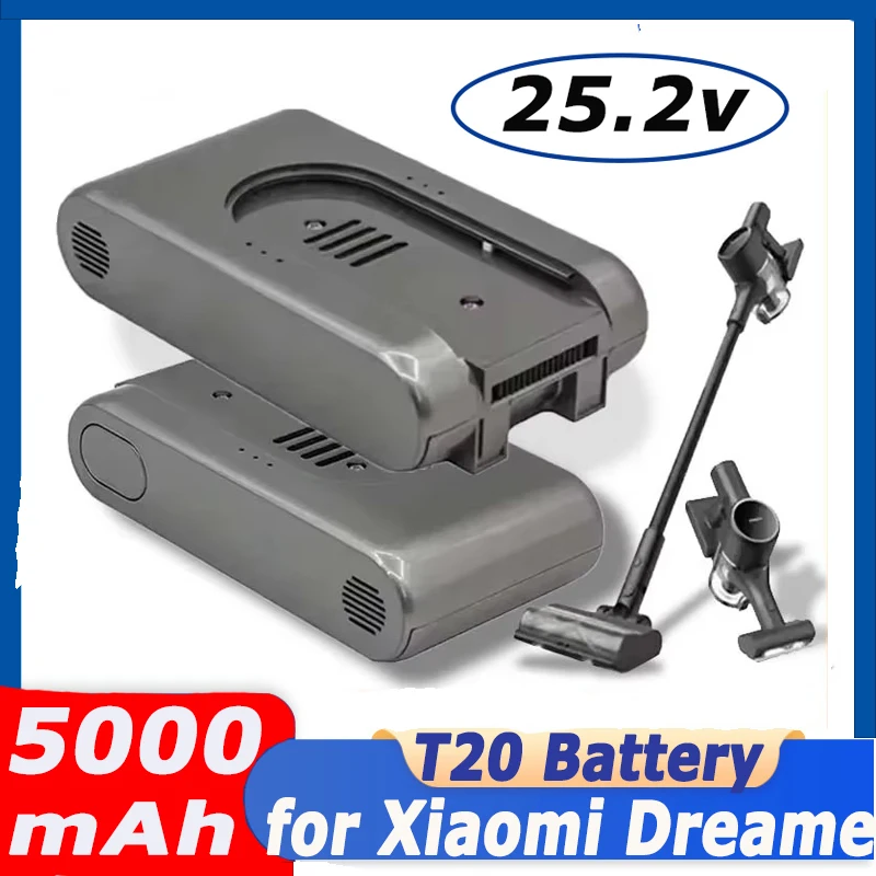 For Xiaomi Dreame Vacuum Cleaner T20 Handheld Cordless Vacuum Cleaner Accessory Parts 25.2V 5000mAh Battery