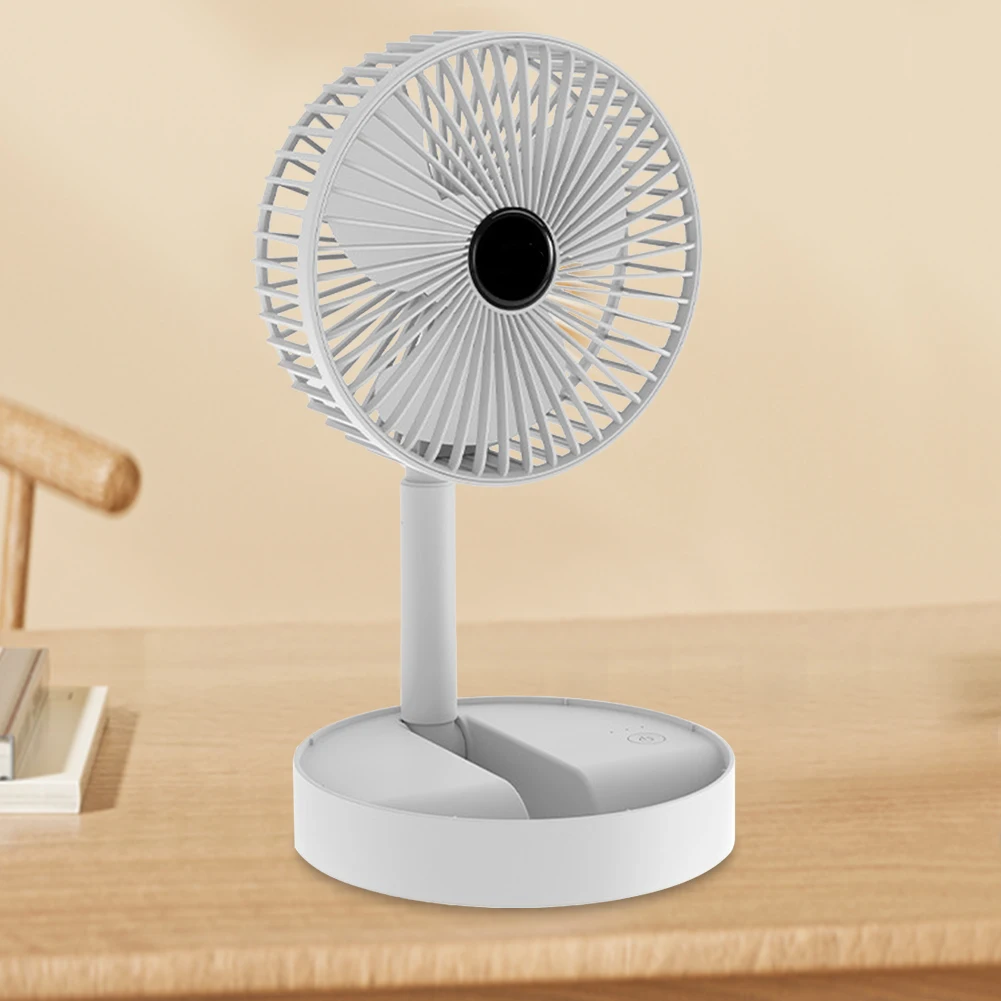 Household Foldable Telescopic Fan USB Rechargeable Cooling Fan 3 Speed Low Noise for Dormitory Office