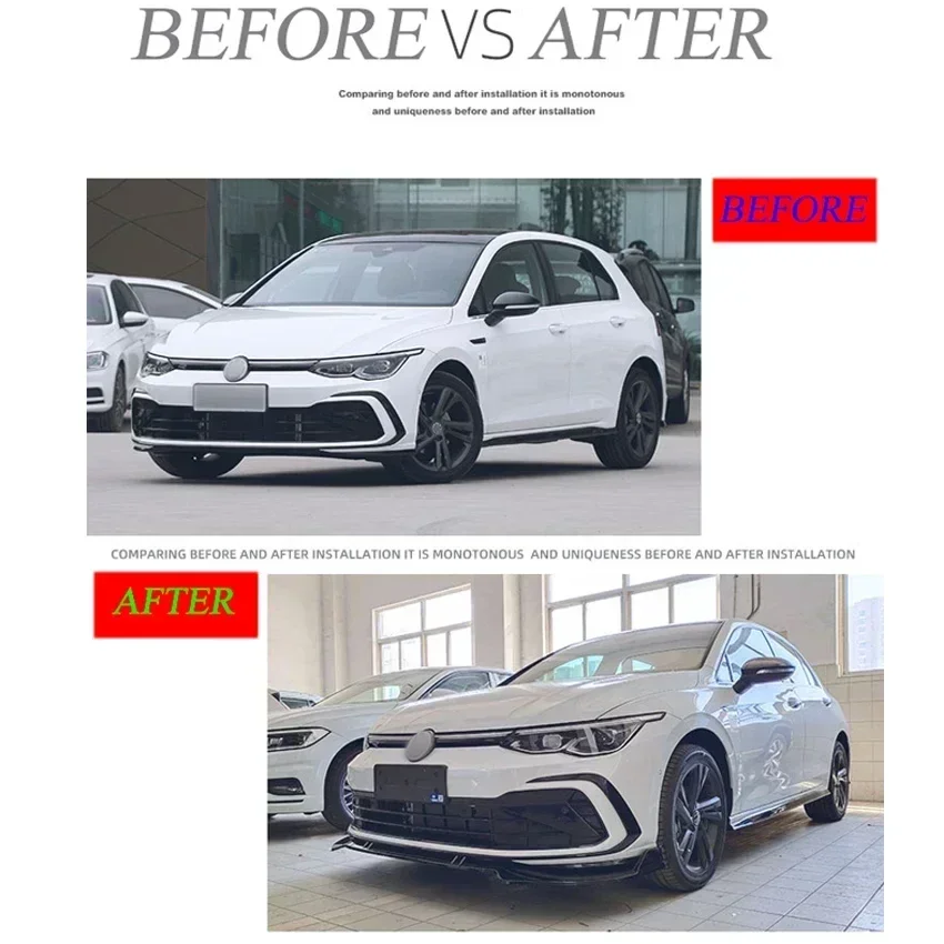 Guard Front Bumper Lip Chin Facelift Tuning Deflector Accessories For Volkswagen Golf 8 MK8 R-Line 2020-2022  3PCS Body Kit