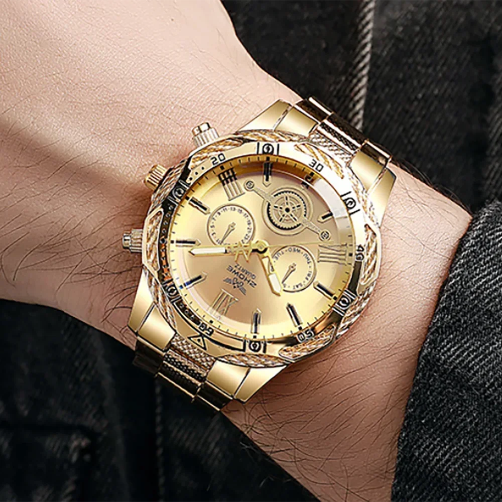 

1/4 шт.-Мужские деловые часы, модный набор мужских кварцевых часов с ремешком из нержавеющей стали